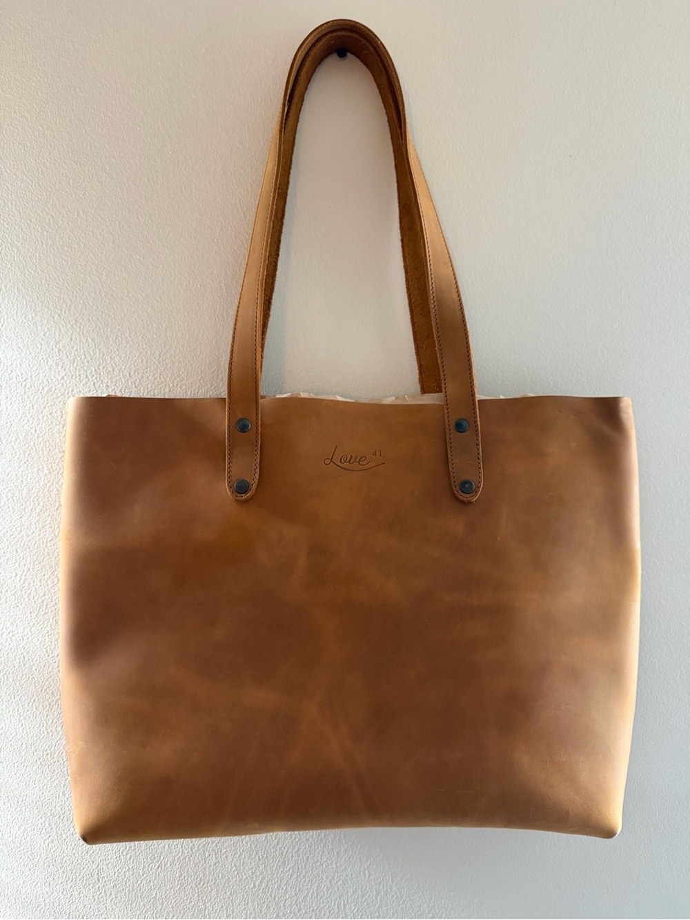 Classic Tan Leather Tote with Dual Straps